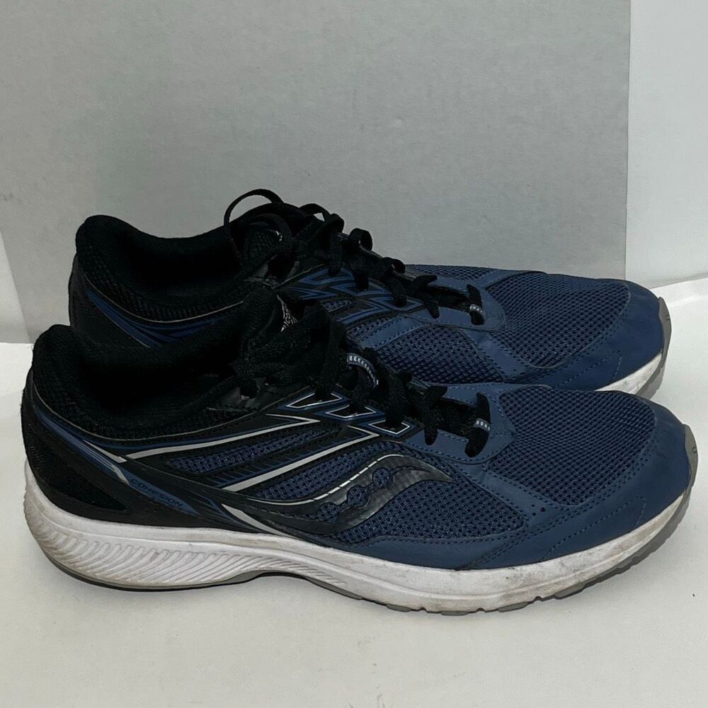 Saucony Men's Blue Black Cohesion 14 Mesh Lace Up Athletic Running Shoes Size 14